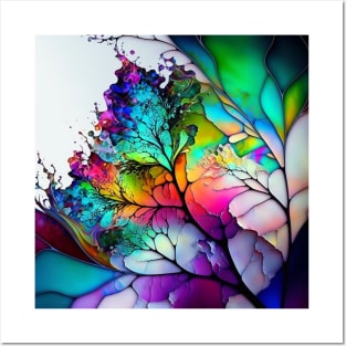 Alcohol Ink Stained Glass Abstract Leafs Posters and Art